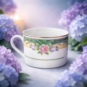 Farberware Legend 435K Fine China Cup Green Pink Gold Rim 1997 Replacements